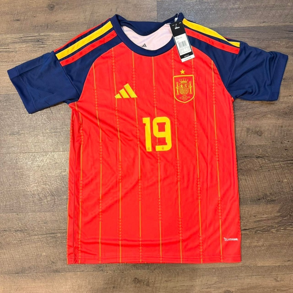 Spain Home Yamal 19 Adidas Soccer Jersey Size L